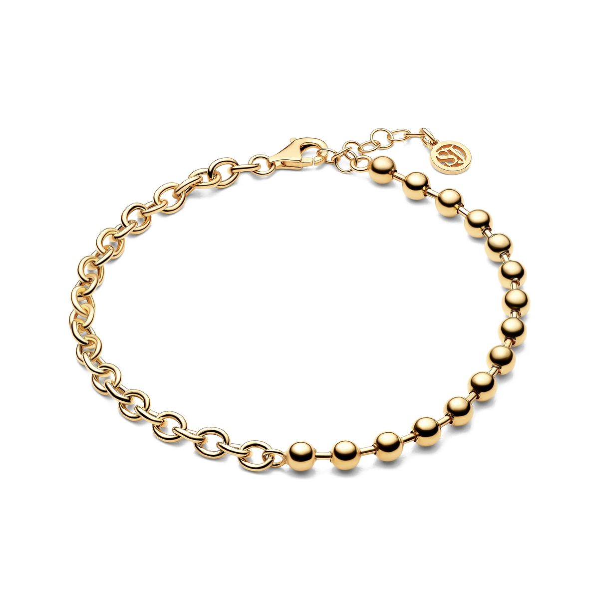 Gliederketten- und Kugelarmband aus Gold