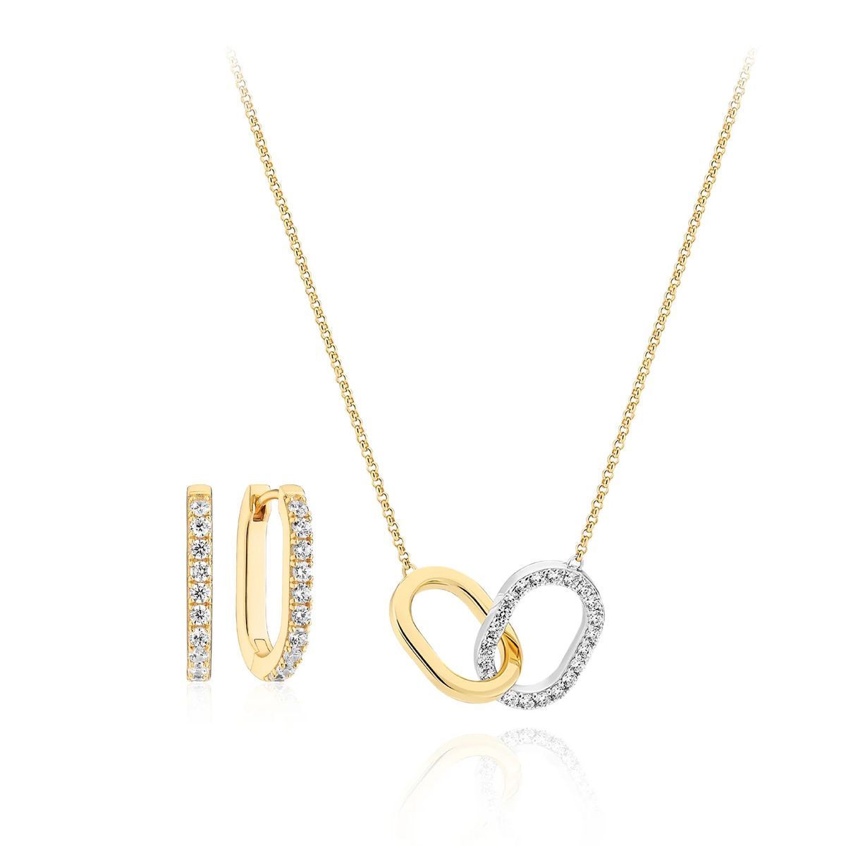 Schmuckset mit ineinandergreifenden ovalen Gliedern