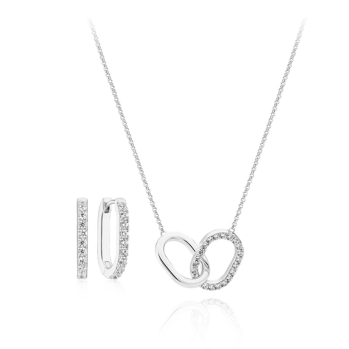 Schmuckset mit verschlungenen Ovalen und Creolen