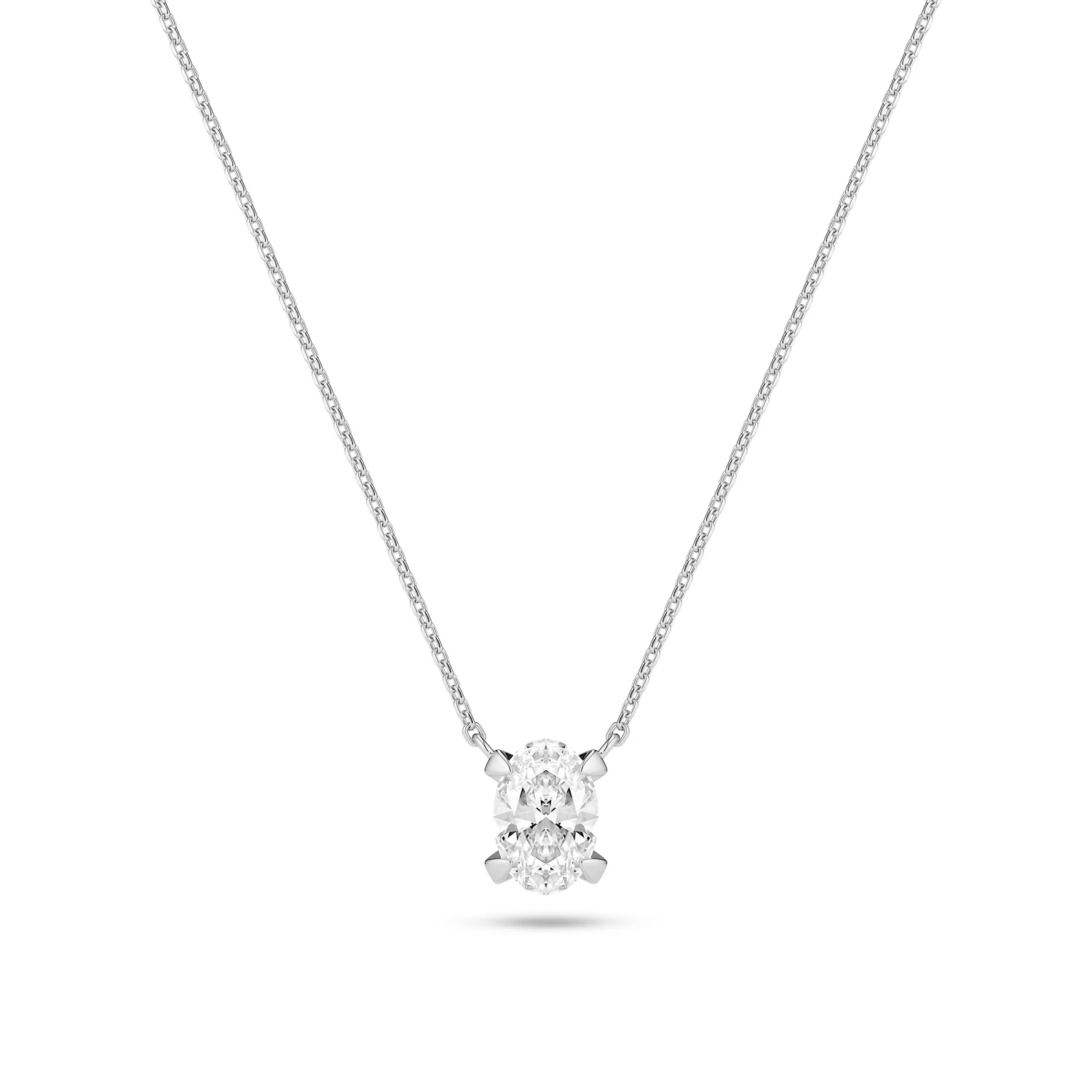 Halskette mit ovalem Solitär-Diamant