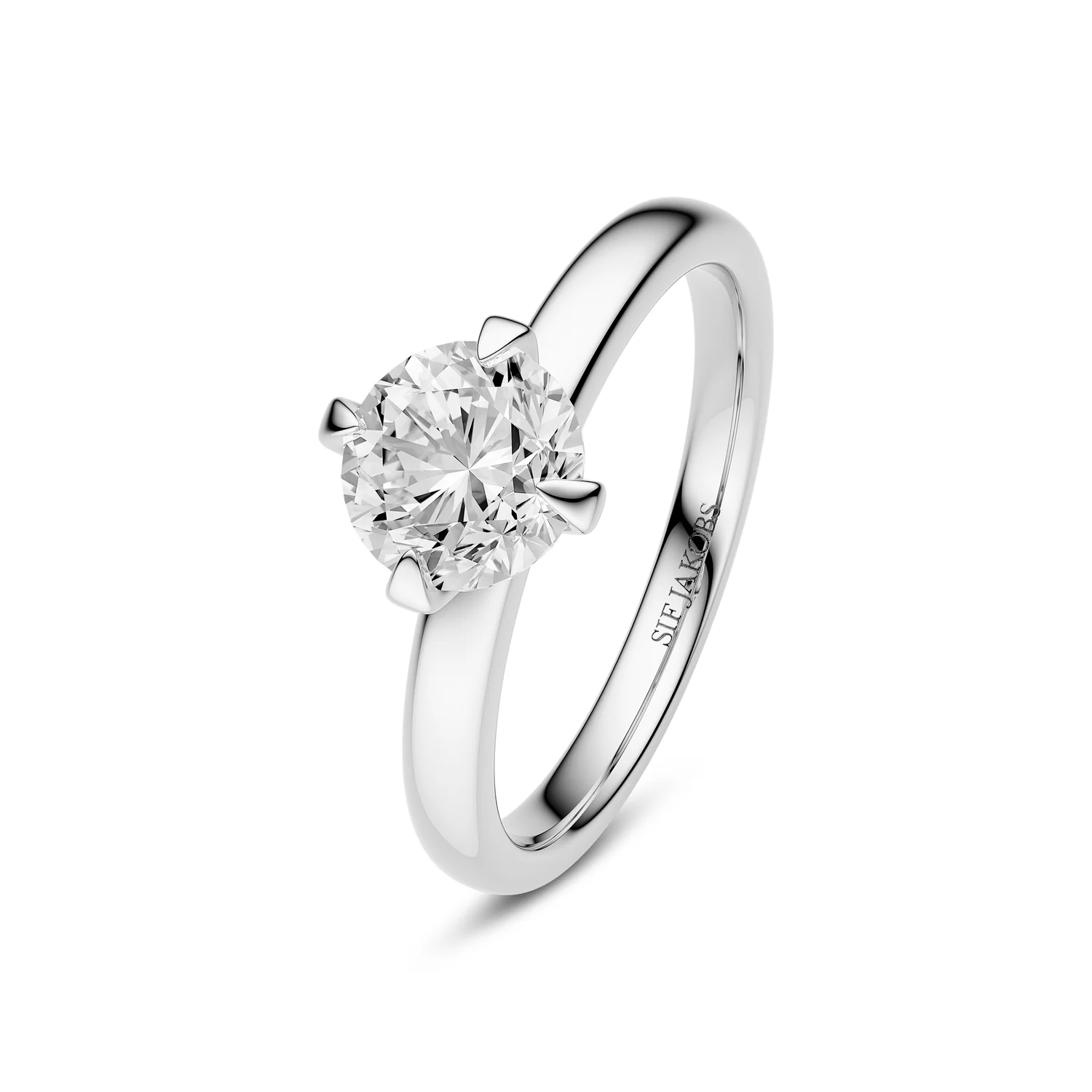 Klassischer Solitär-Ring mit Rundschliff-Diamant