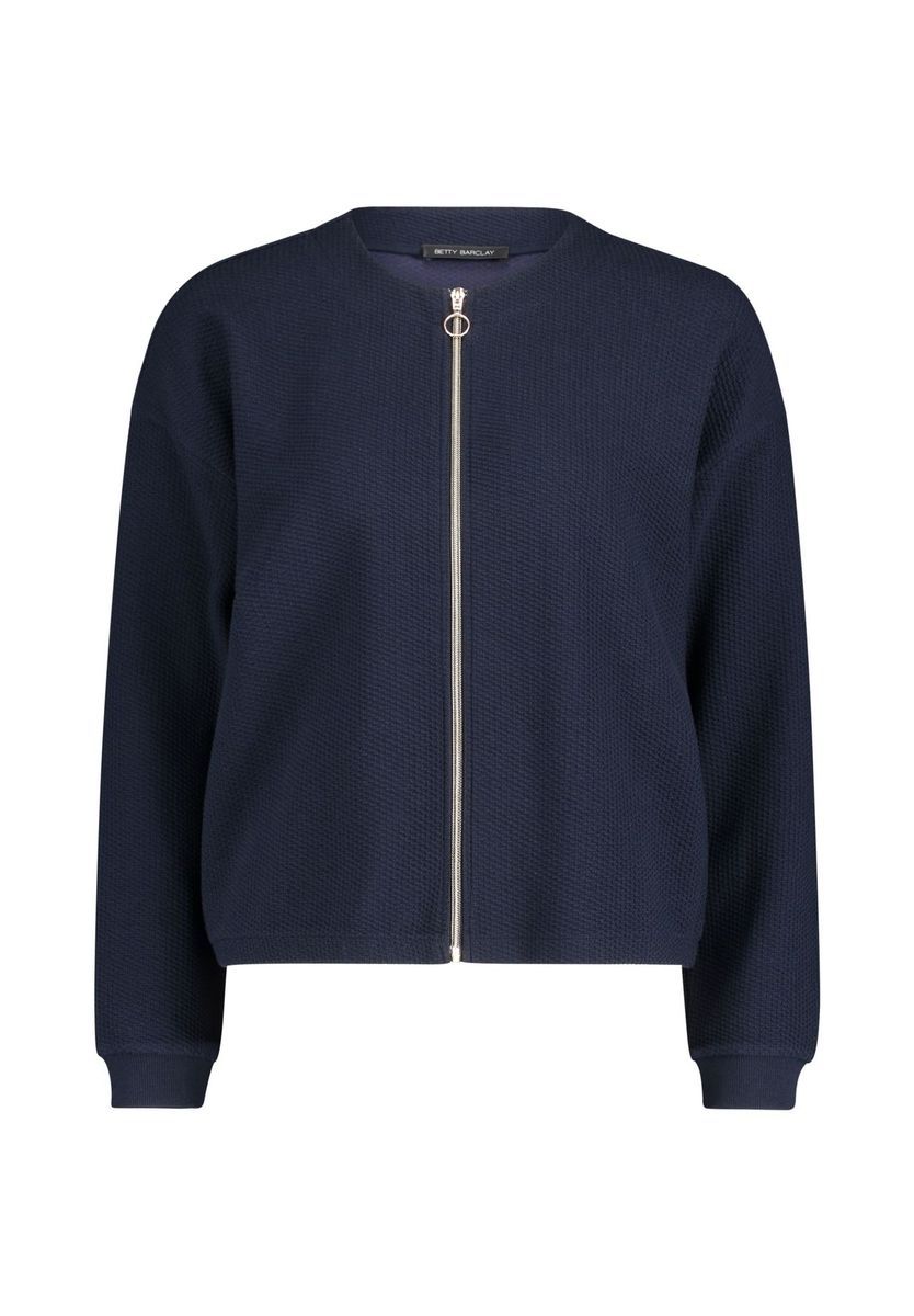 Texturierte marineblaue Reißverschlussjacke