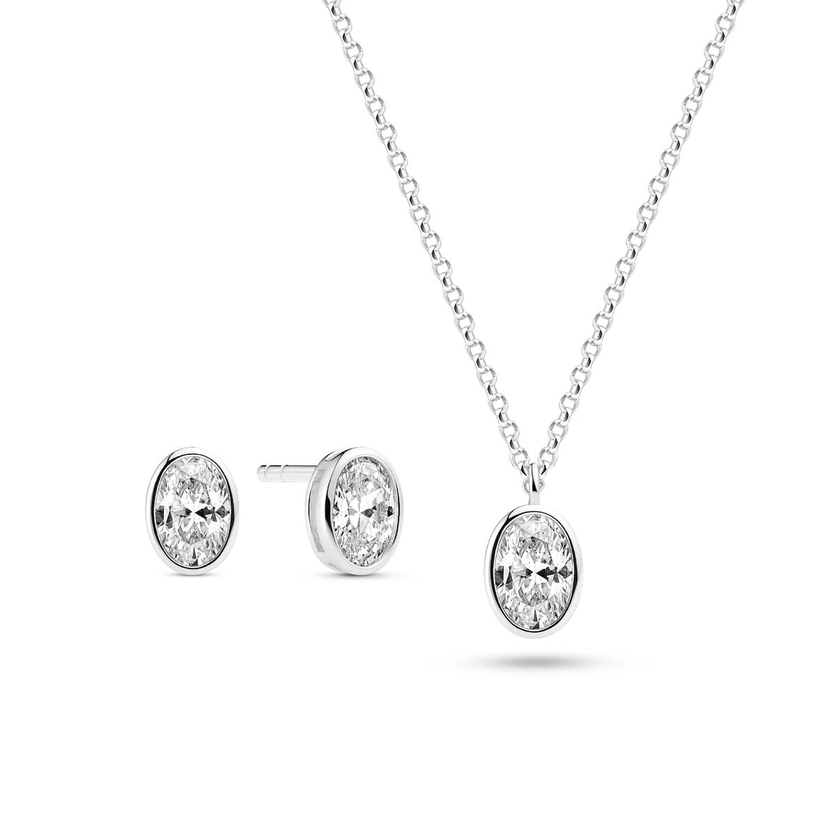 Schmuckset mit ovaler Zargenfassung