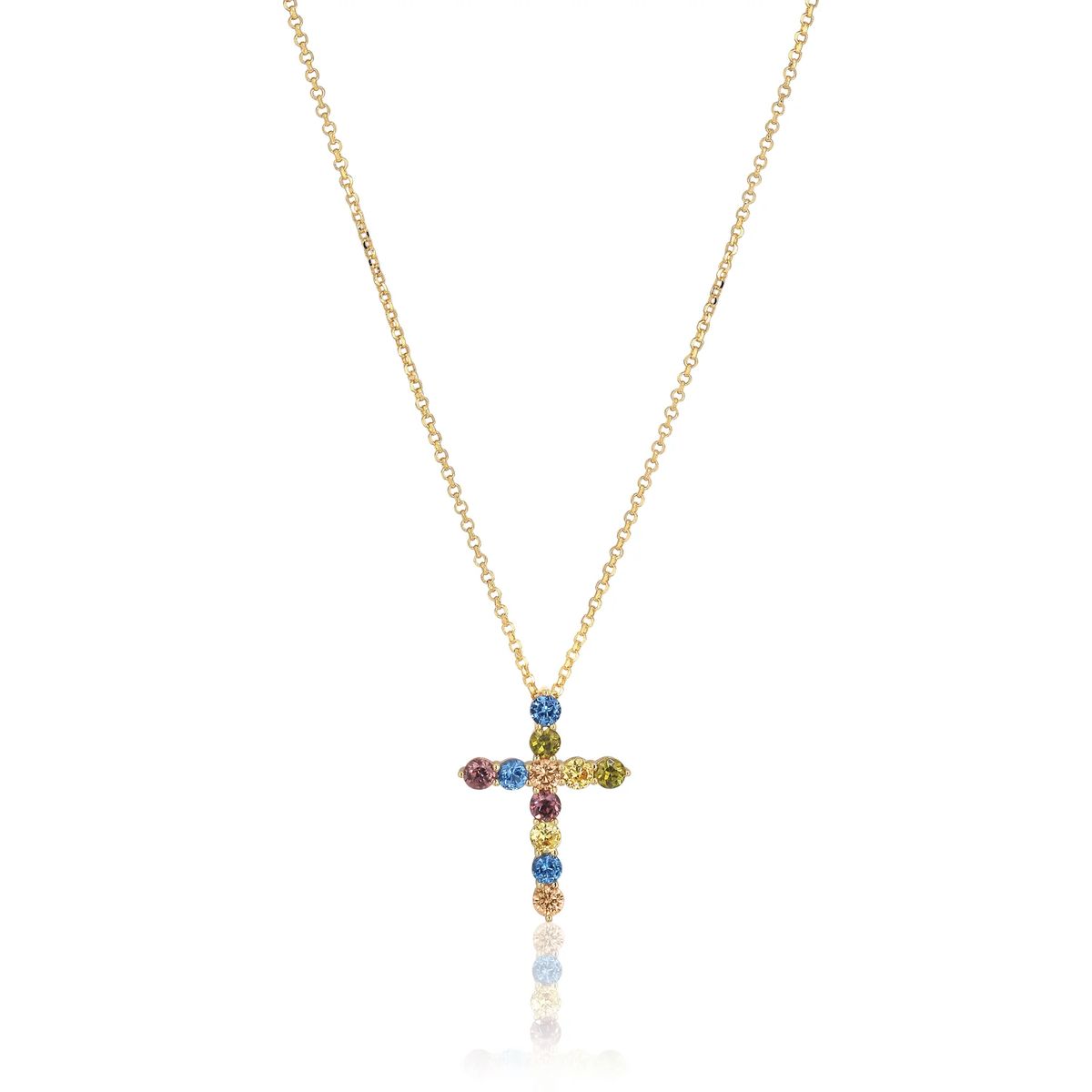 Bunte Edelstein-Kreuz-Halskette