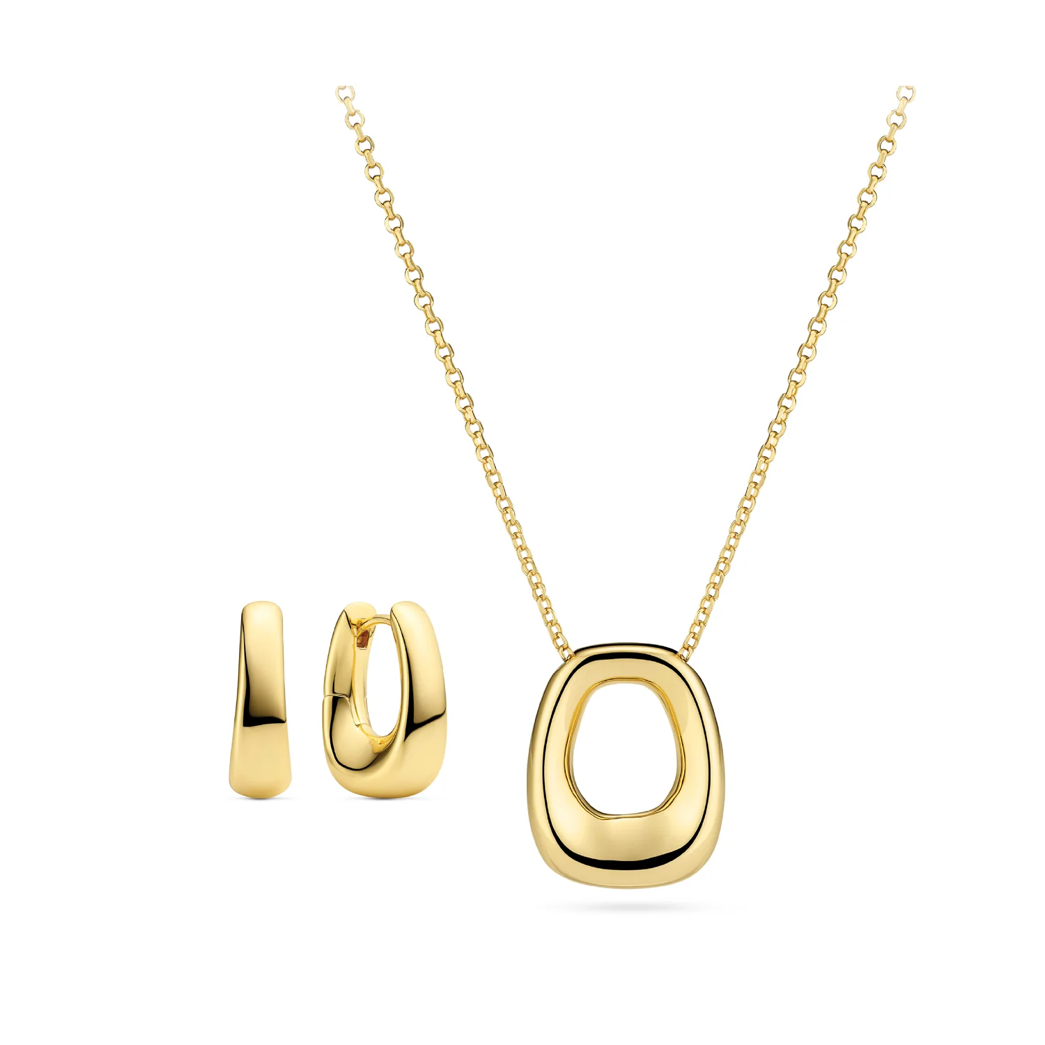 Poliertes Schmuckset mit organischem Oval