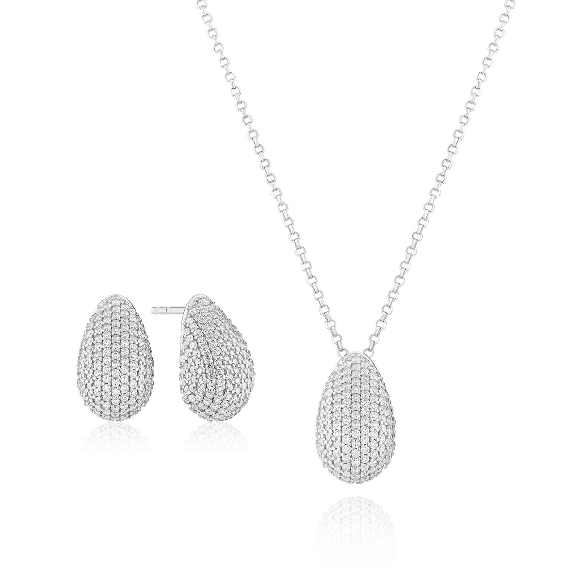 Schmuckset mit Pavé-Tropfen und Ohrringen