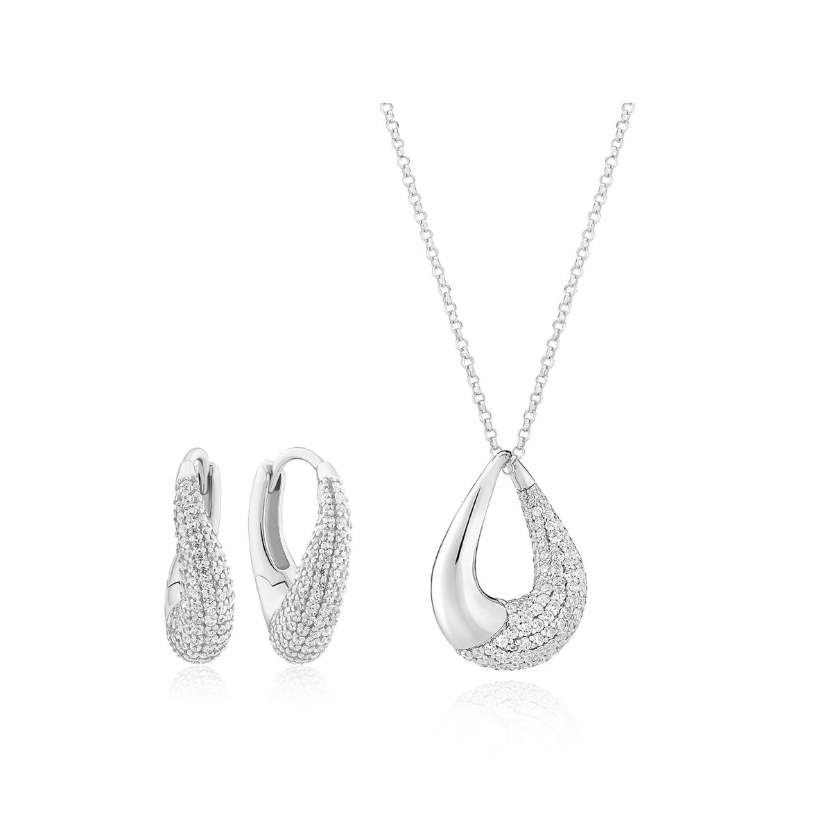 Schmuckset mit Pavé-Wassertropfen