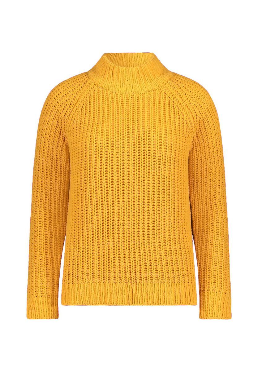 Gerippter Strickpullover mit Stehkragen