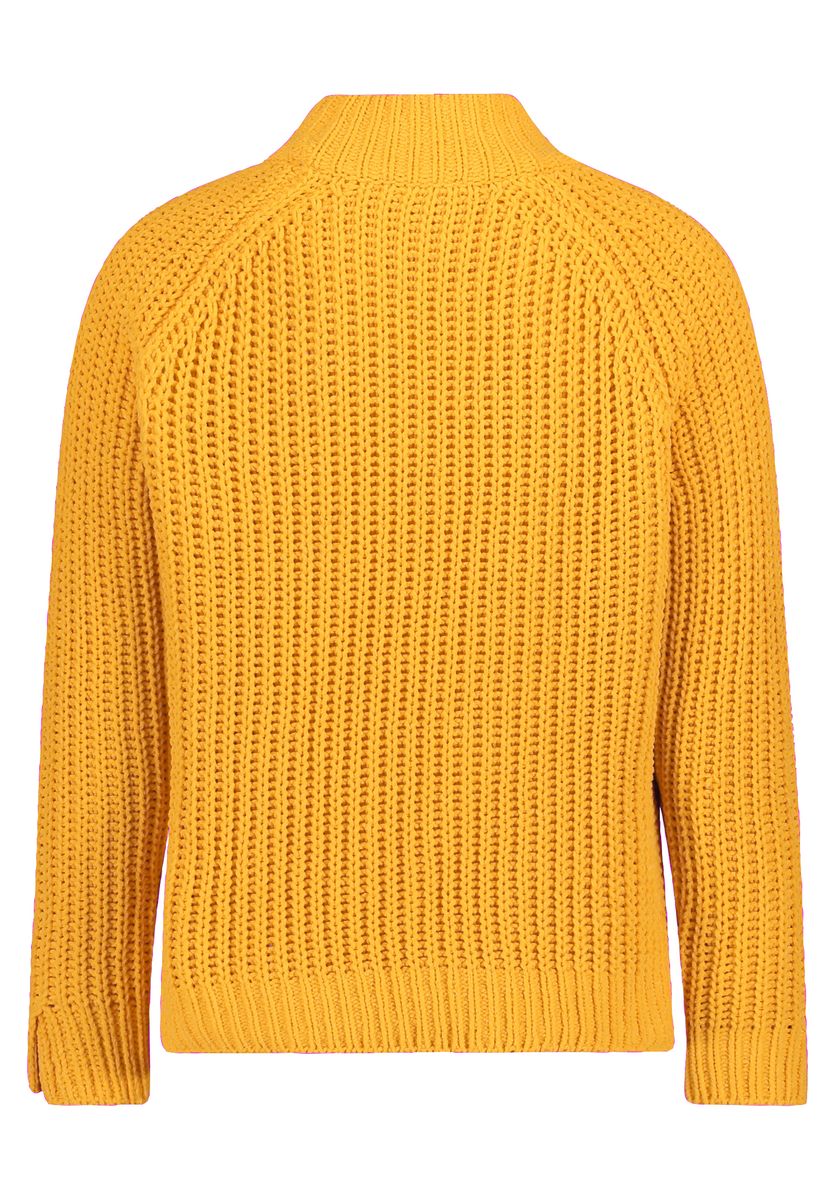Gerippter Strickpullover mit Stehkragen