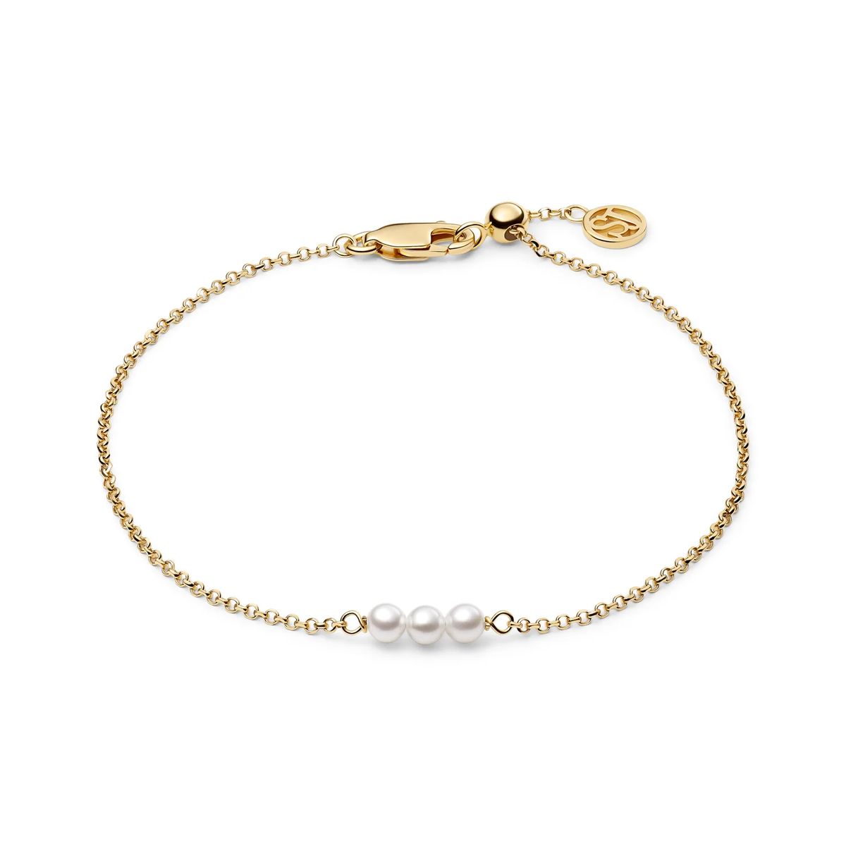 Elegantes Goldarmband mit drei Perlen