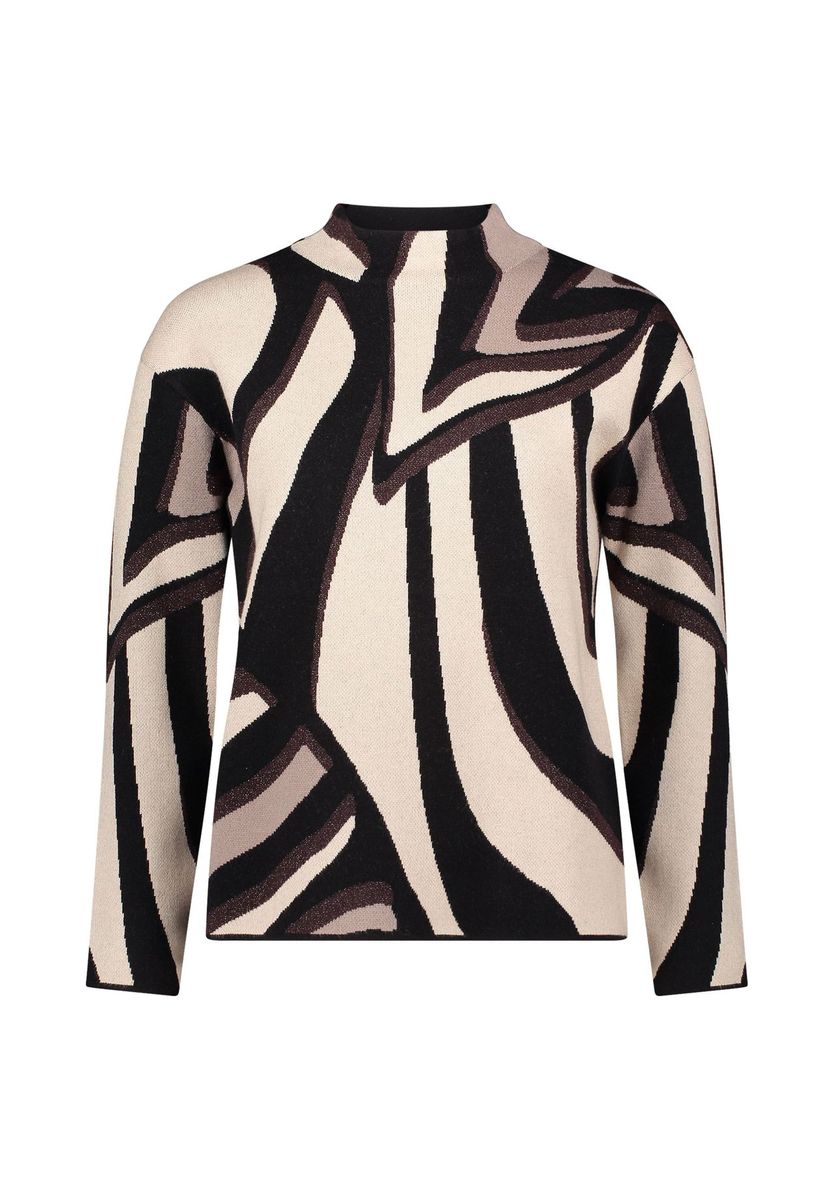 Strickpullover mit grafischem Muster und Stehkragen