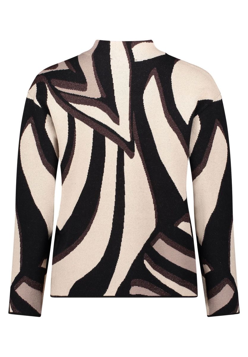 Strickpullover mit grafischem Muster und Stehkragen