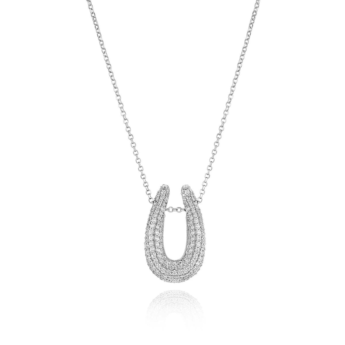Glitzernde Hufeisen-Halskette mit Pavé-Besatz