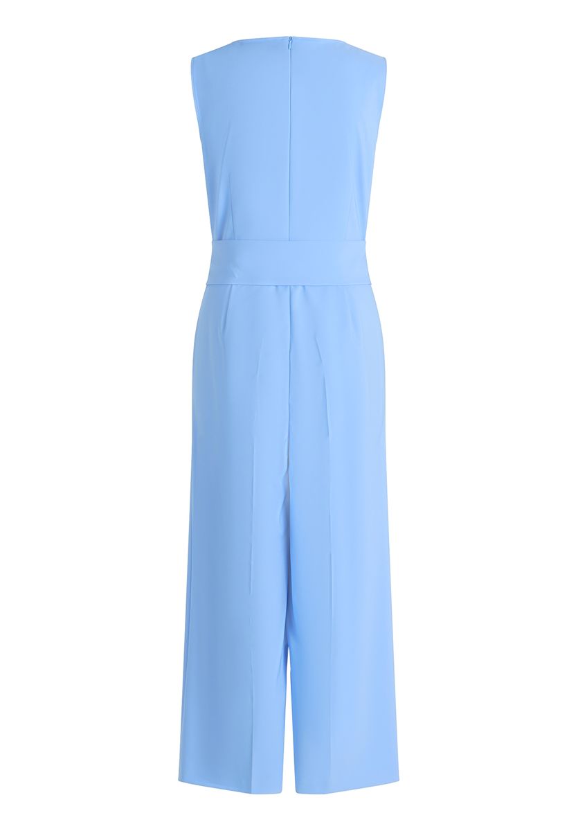 Ärmelloser Jumpsuit mit verkürztem Bein und Gürtel