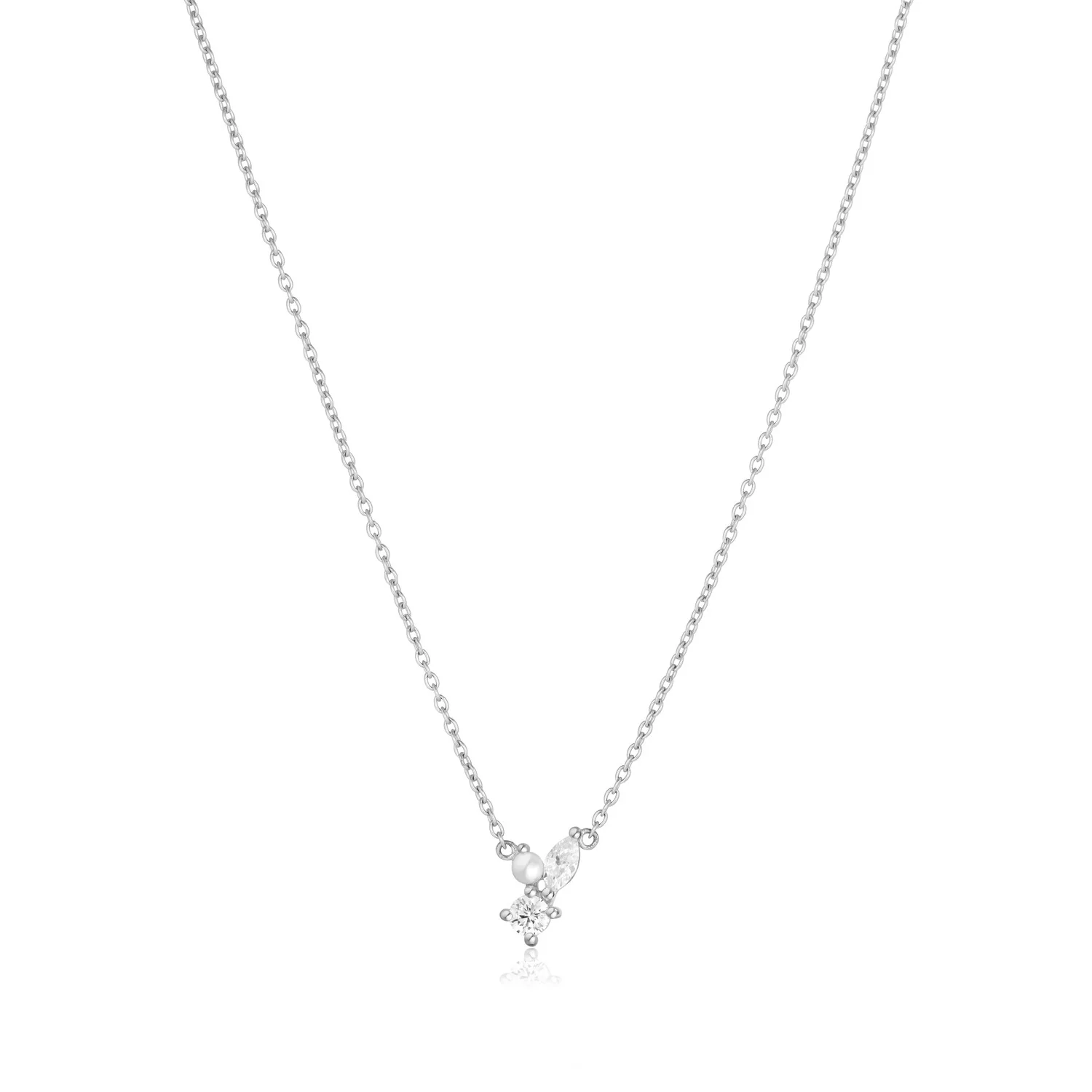 Filigrane Halskette mit Perle und Zirkonia