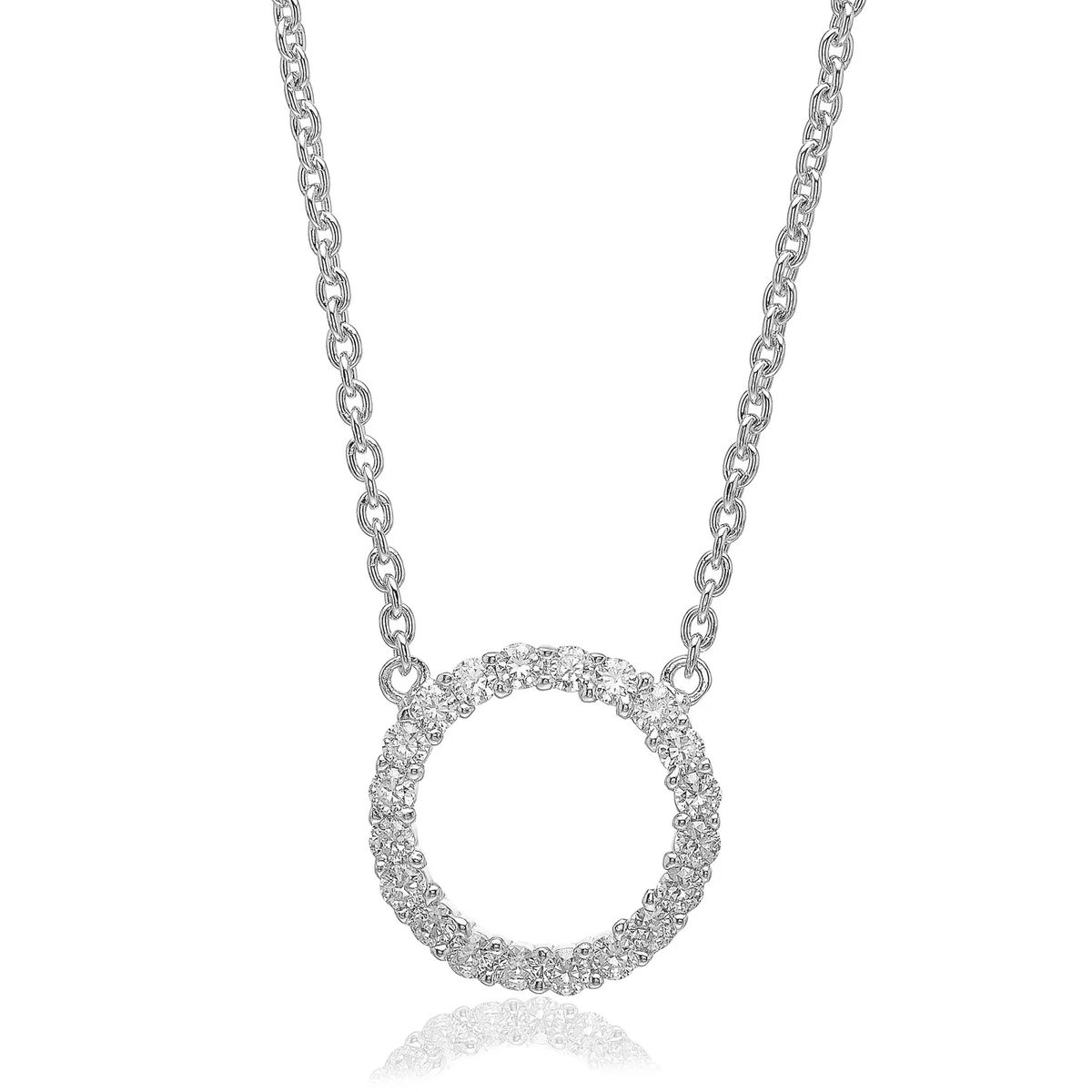 Halskette mit kreisförmigem Pave-Anhänger