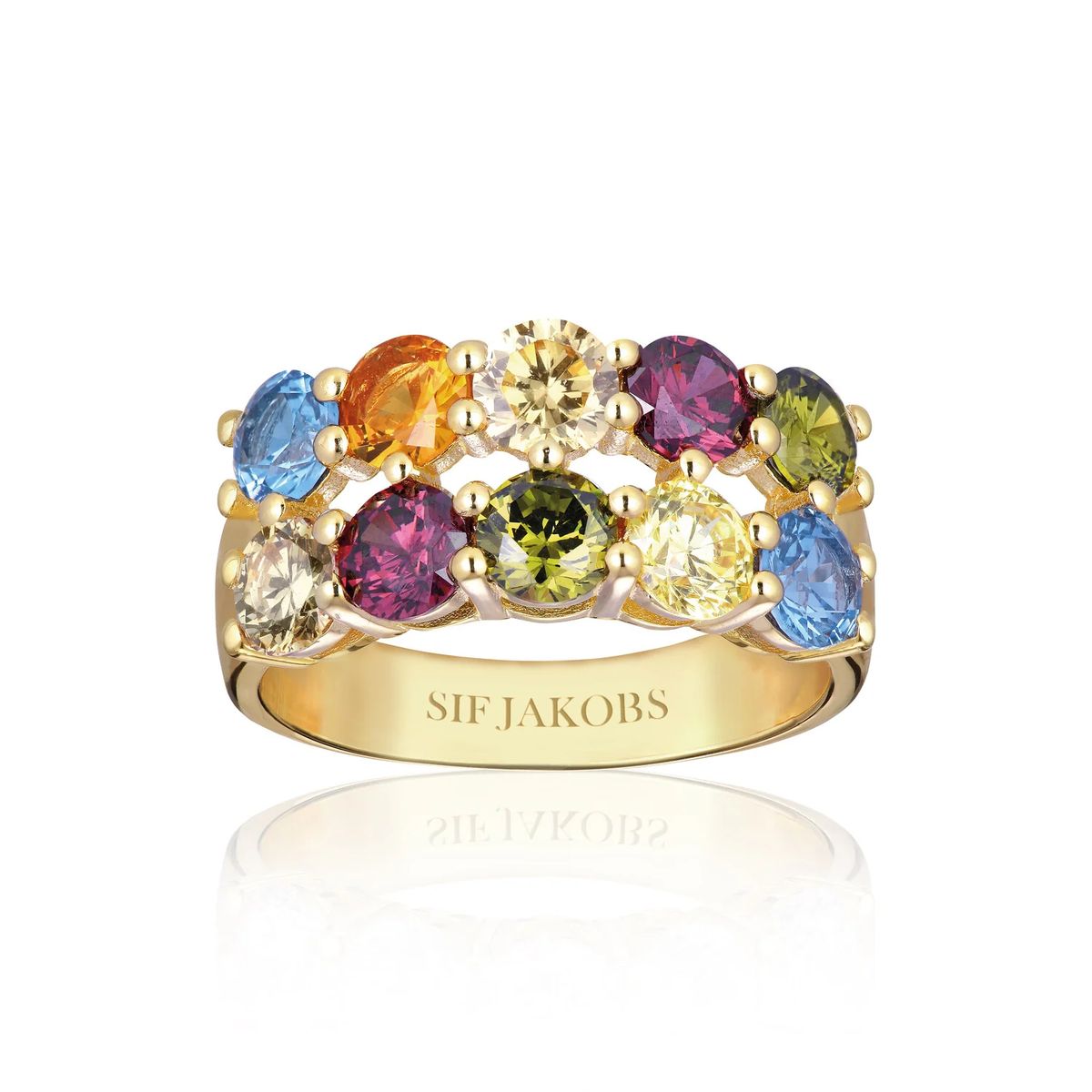 Zweireihiger Regenbogen Edelstein Ring