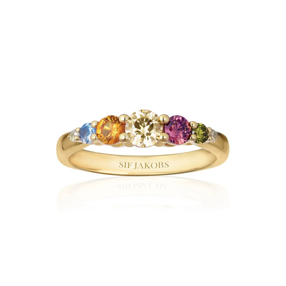 Vergoldeter Ring mit bunten Steinen