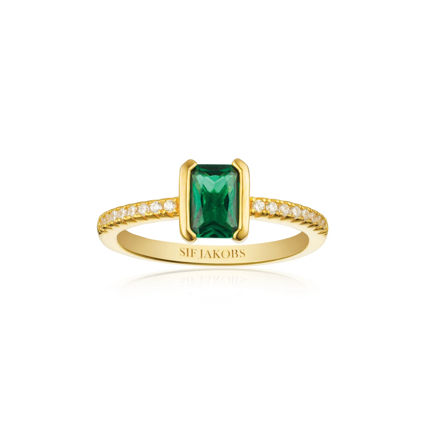 Ring mit Smaragdschliff-Edelstein