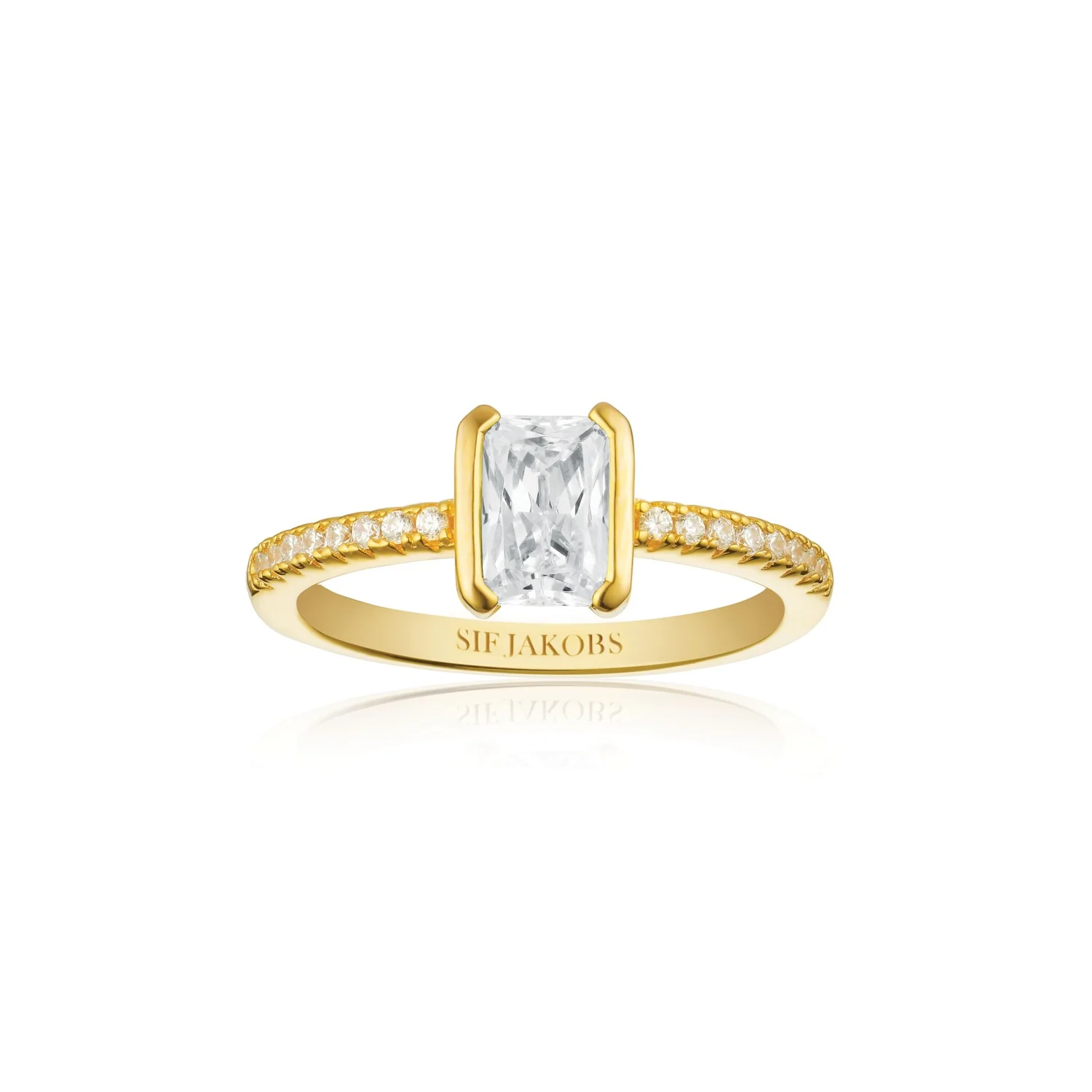 Ring mit Smaragdschliff und Pavé-Besatz