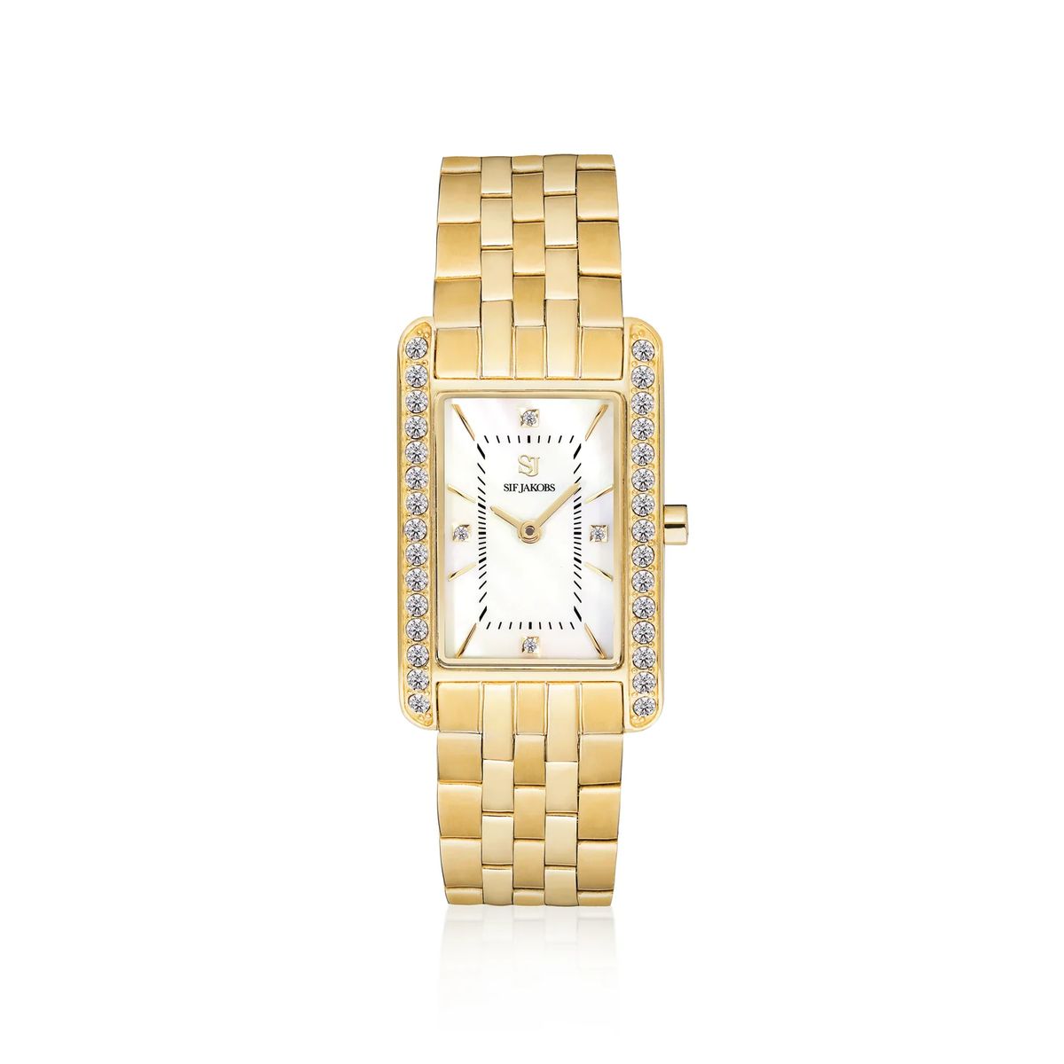 Elegante Rechteckige Perlmutt-Armbanduhr