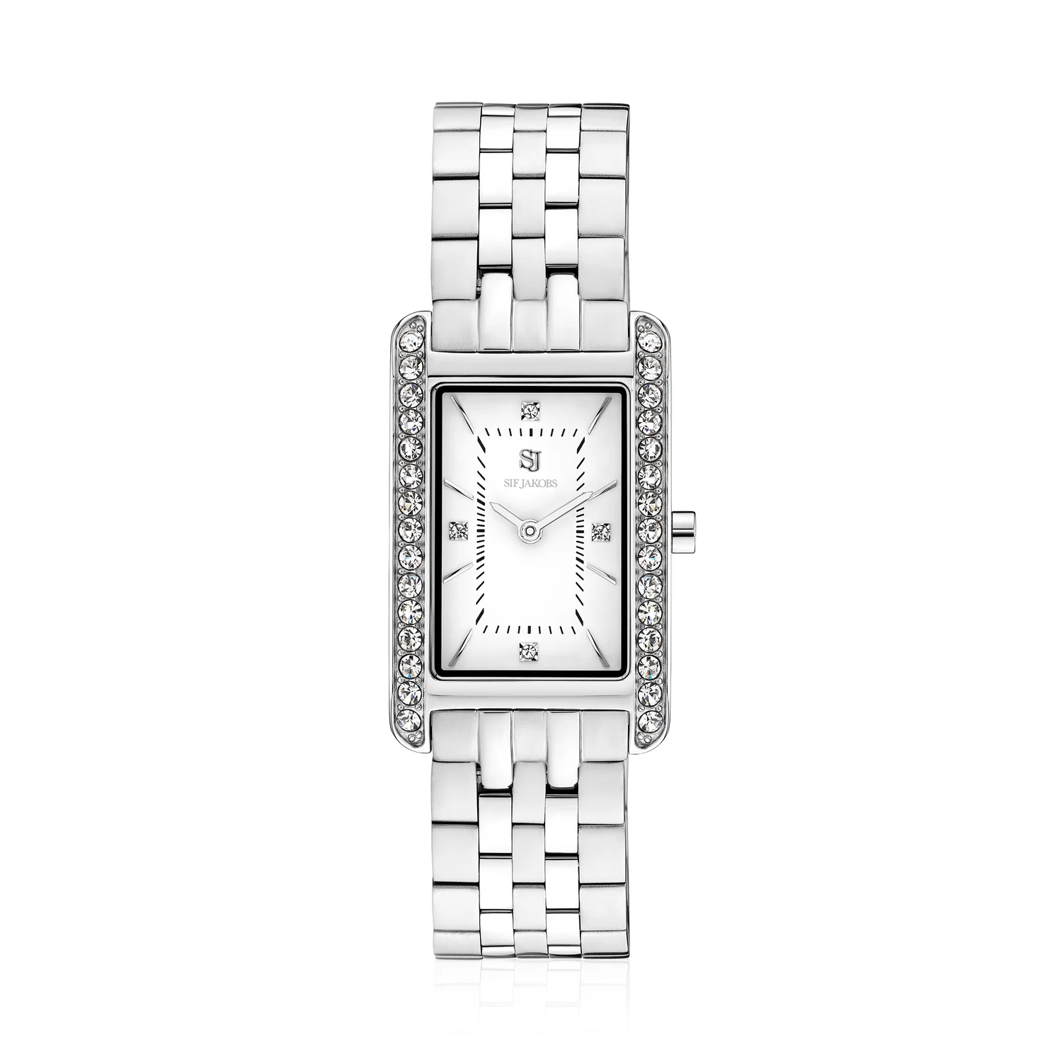 Elegante rechteckige Armbanduhr mit Kristallen