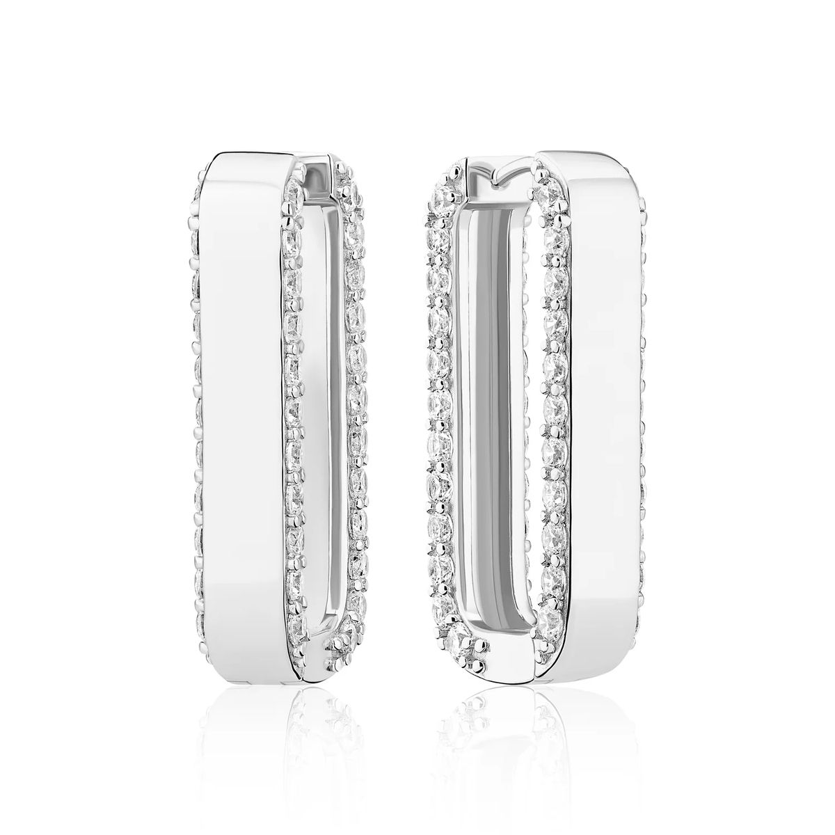 Geometrische Pavé Huggie Creolen
