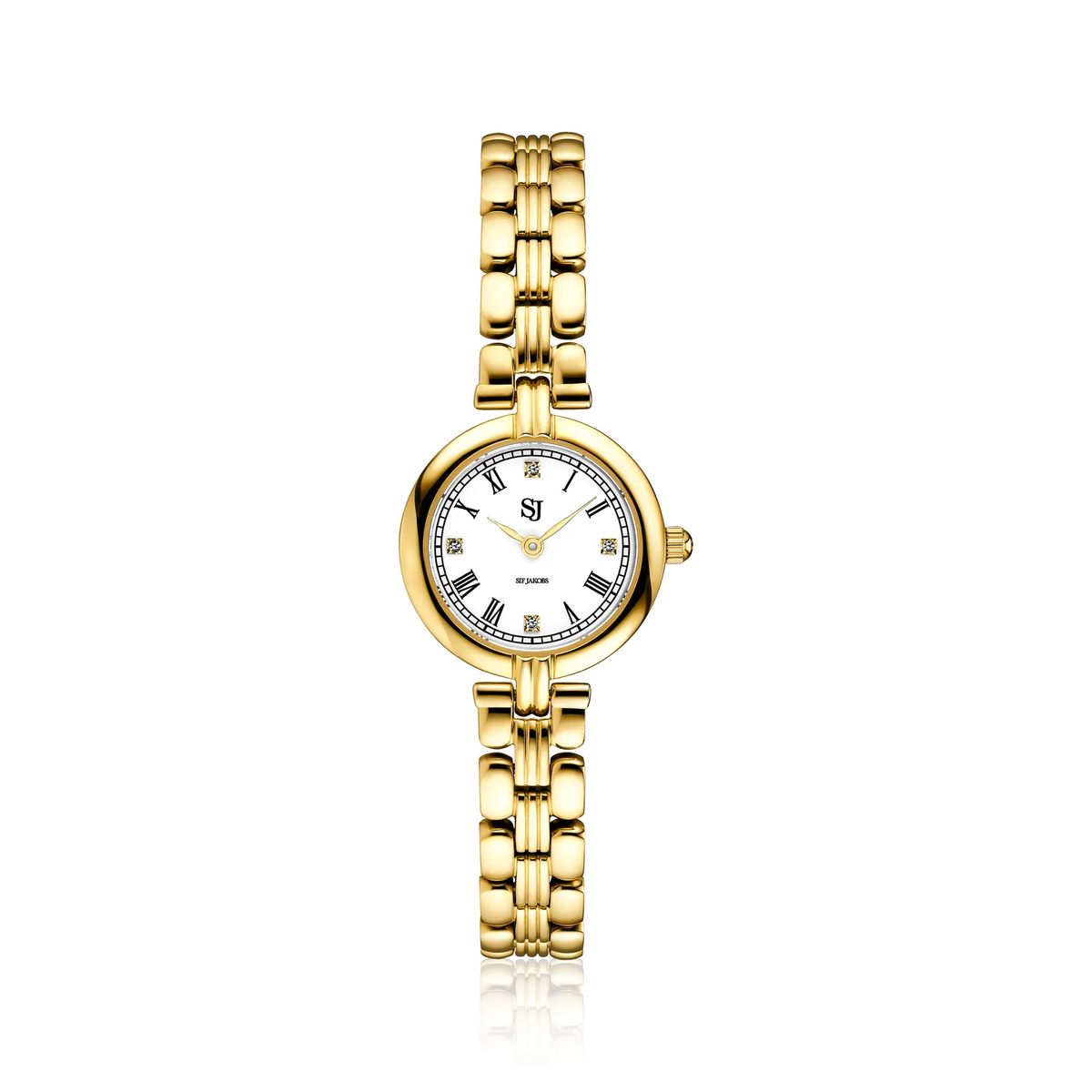 Raffinierte goldfarbene Gliederarmband-Uhr