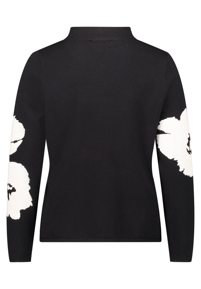 Strickpullover mit Blumenmuster und Stehkragen