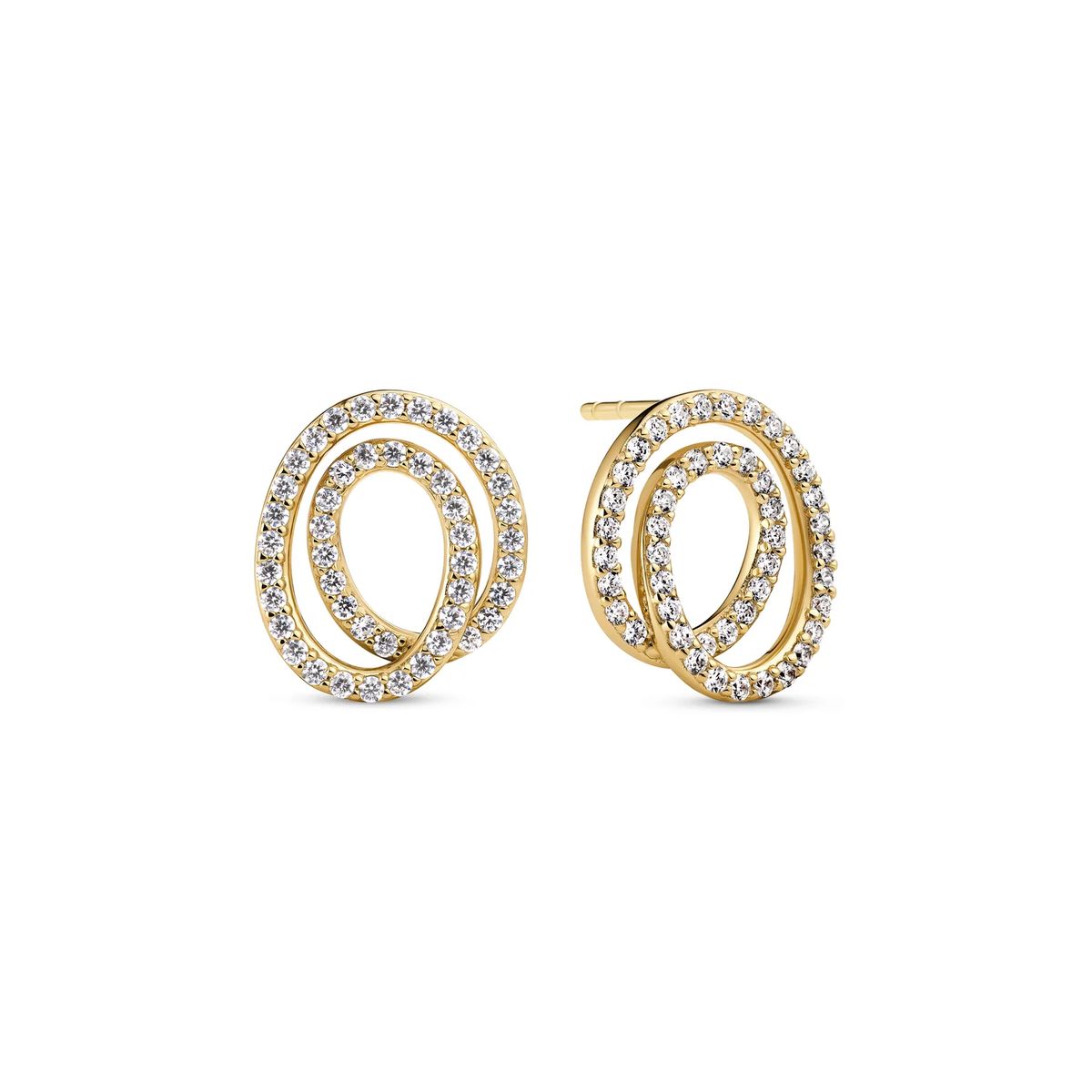 Doppelte Oval-Pavé-Spiralohrringe