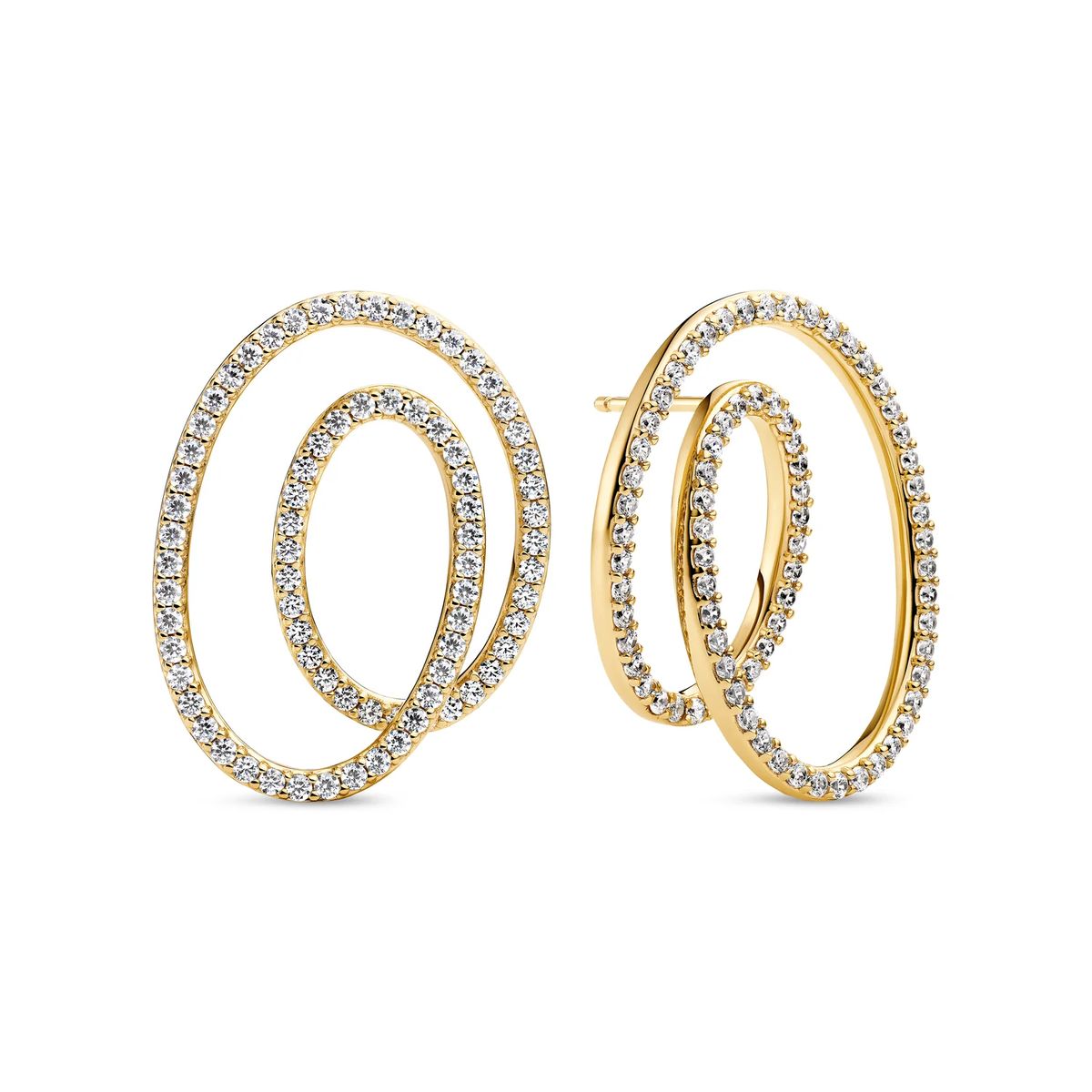 Doppelte Oval-Pavé-Spiralohrringe