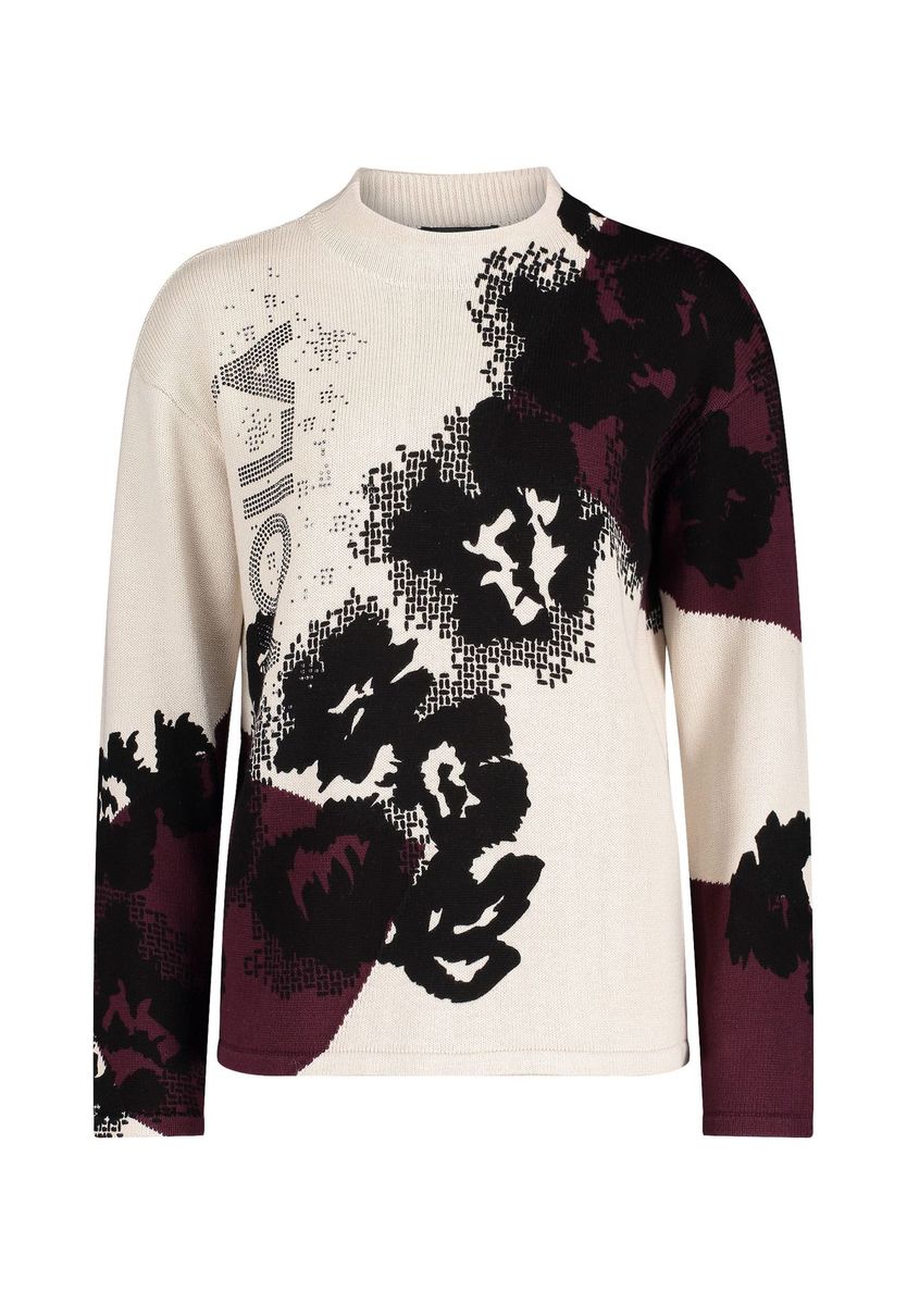 Baumwollstrickpullover mit Blumendruck