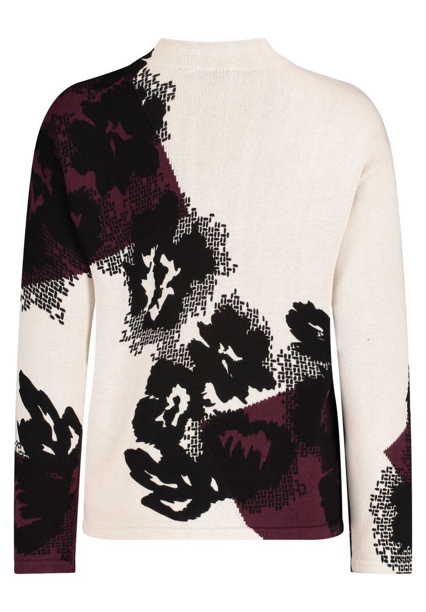 Baumwollstrickpullover mit Blumendruck