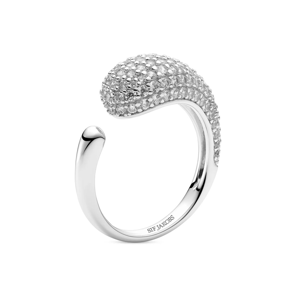 Offener Pavé-Ring in Tropfenform