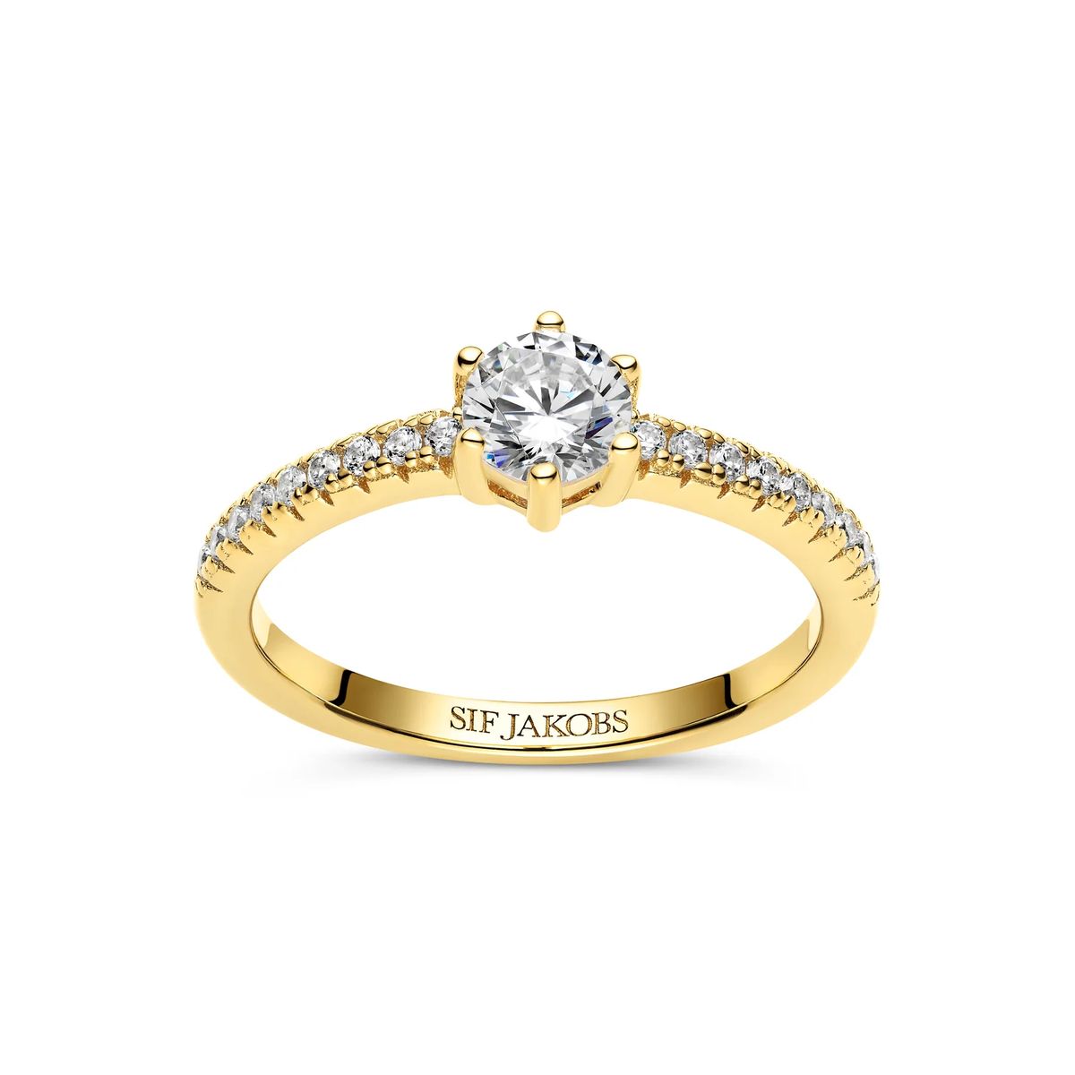 Klassischer Solitärring mit Pavé-Besatz