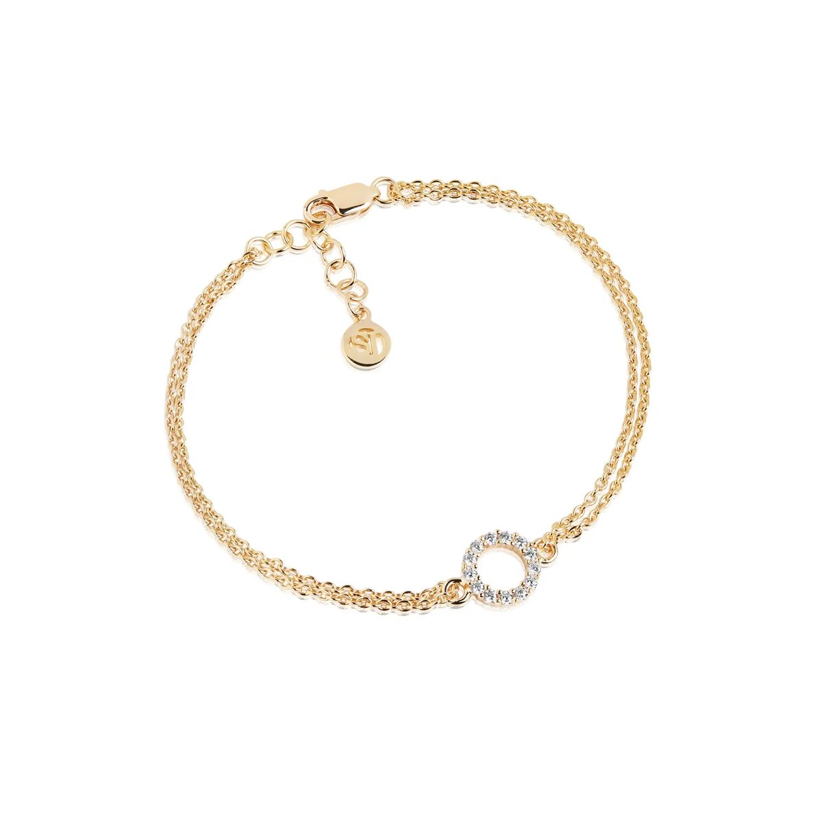 Doppelketten-Armband mit Pavé-Kreis