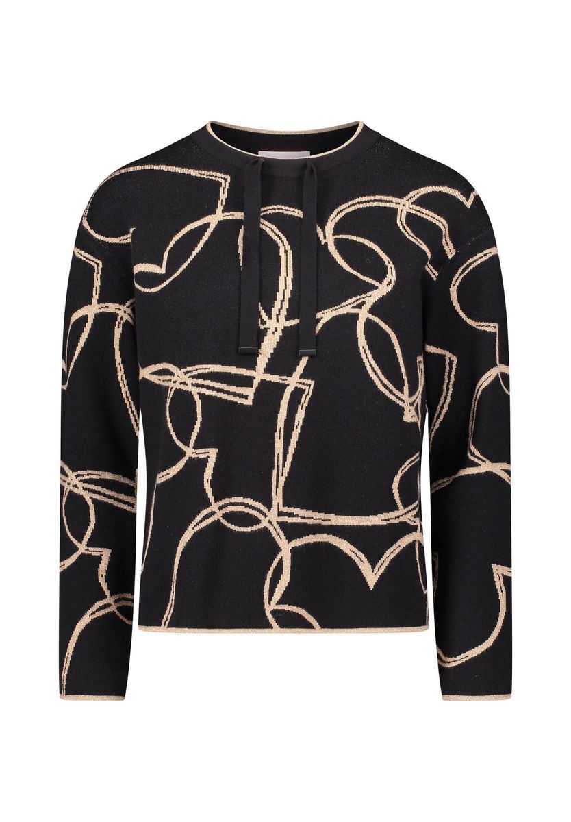 Strickpullover mit abstraktem Druck und Bindeband