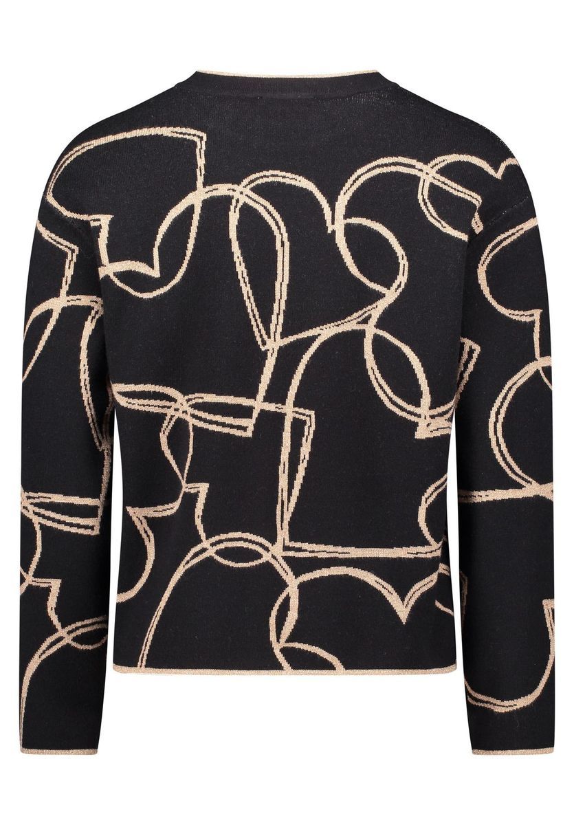 Strickpullover mit abstraktem Druck und Bindeband