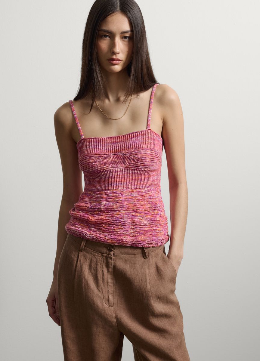 Strukturiertes Space-Dye Strick-Top