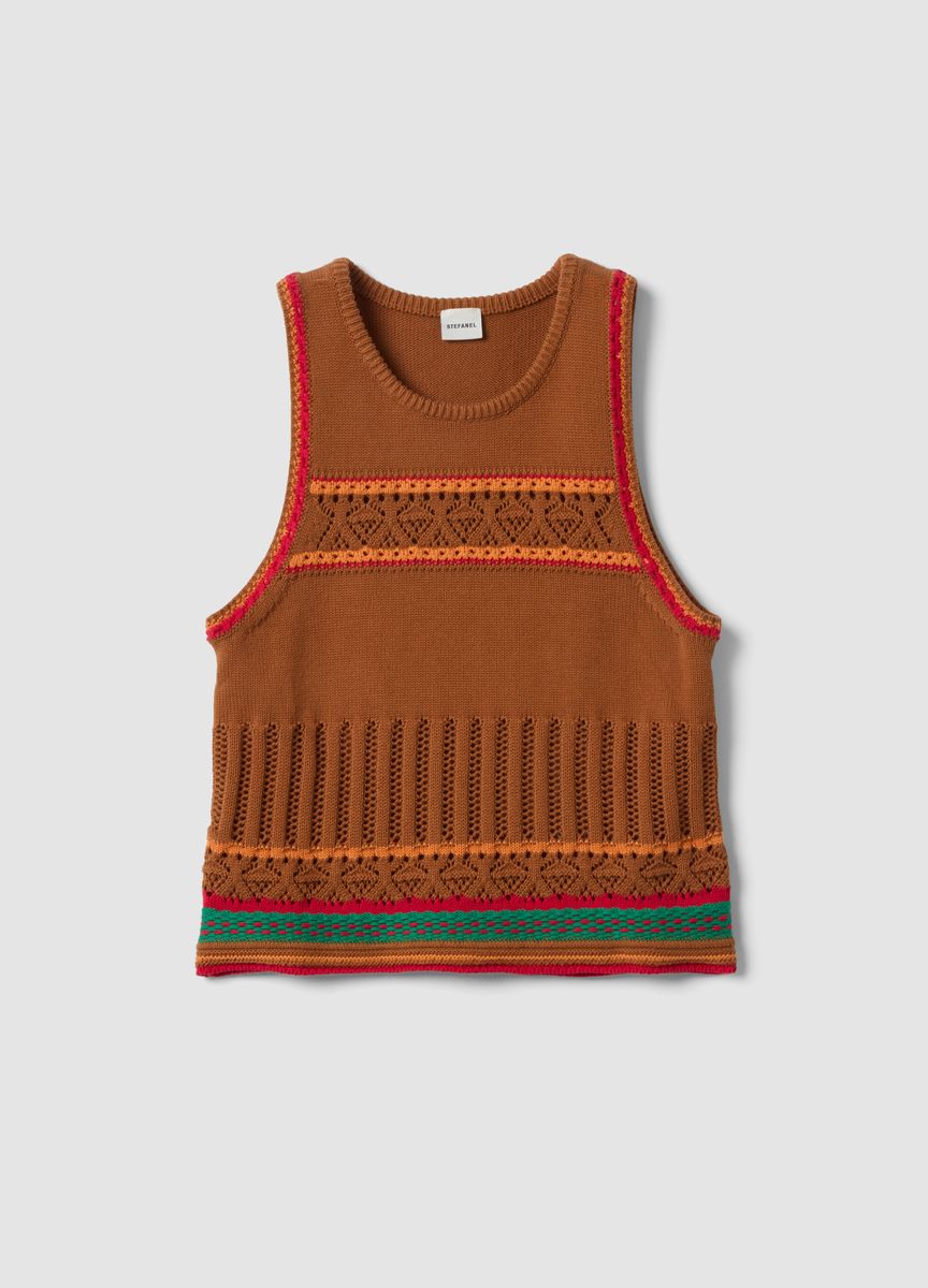 Gestricktes Top mit Bohème-Muster