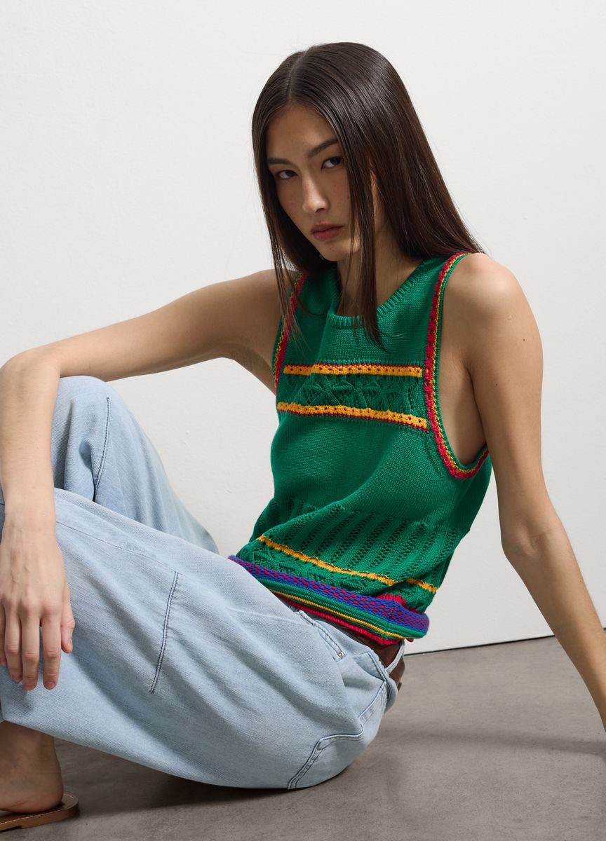 Strick-Top mit Pointelle-Muster