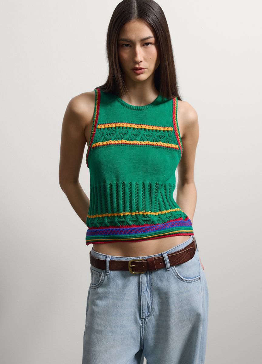 Strick-Top mit Pointelle-Muster