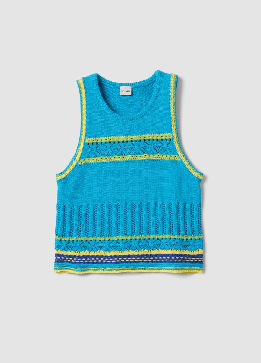 Ärmelloses Strickoberteil mit geometrischen Mustern