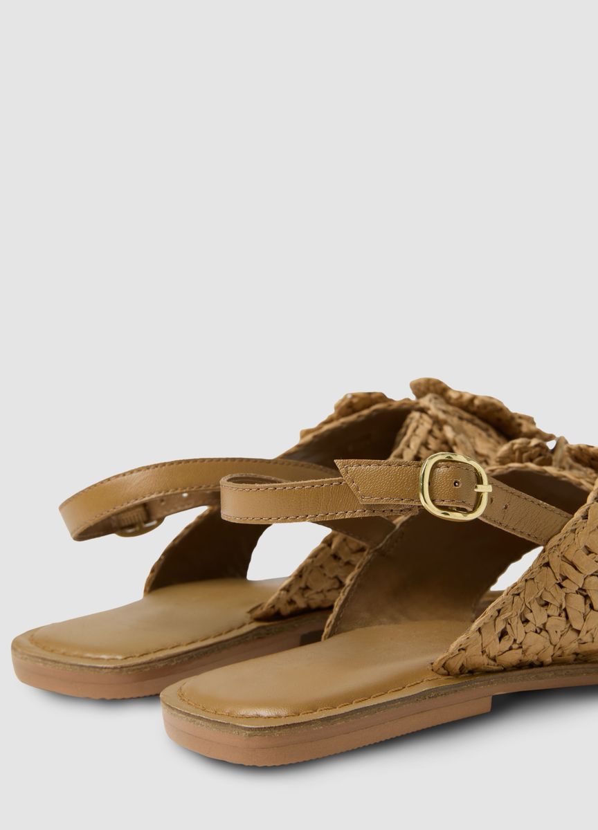 Flache Slingback-Sandalen mit geflochtenen Blumen
