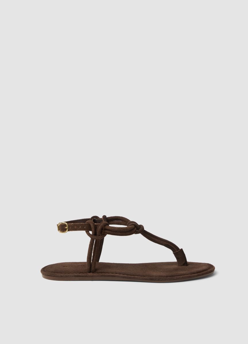 Flache Zehentrenner-Sandalen mit Knotendetails