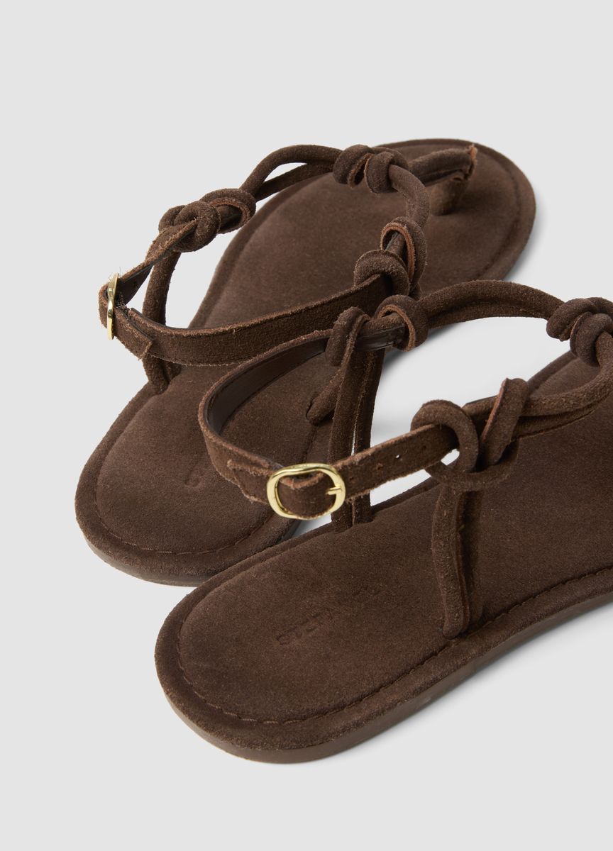 Flache Zehentrenner-Sandalen mit Knotendetails