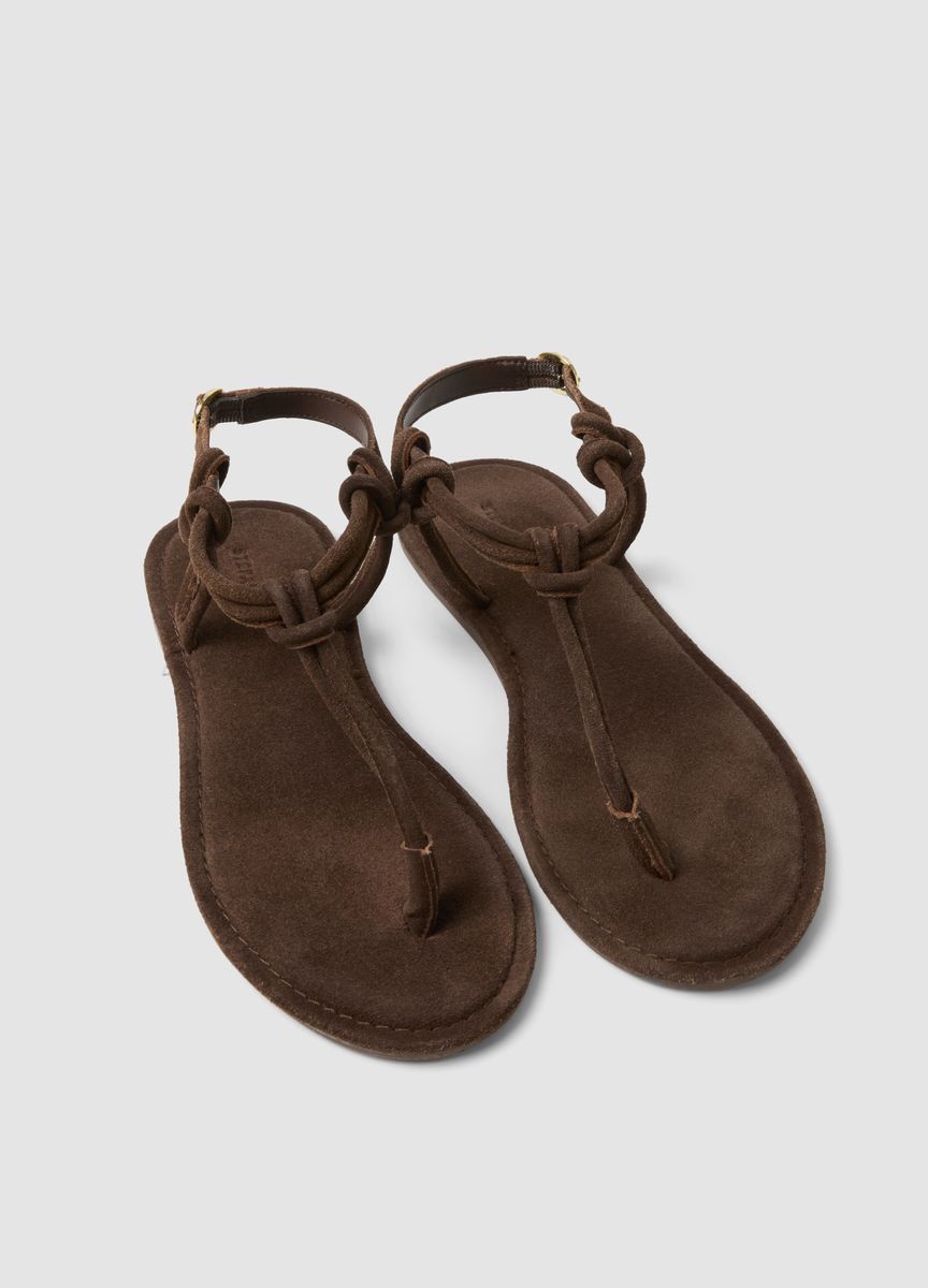 Flache Zehentrenner-Sandalen mit Knotendetails