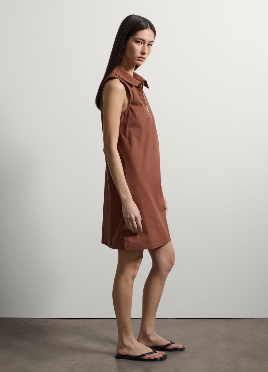 Ärmelloses Hemdblusenkleid mit Reißverschluss