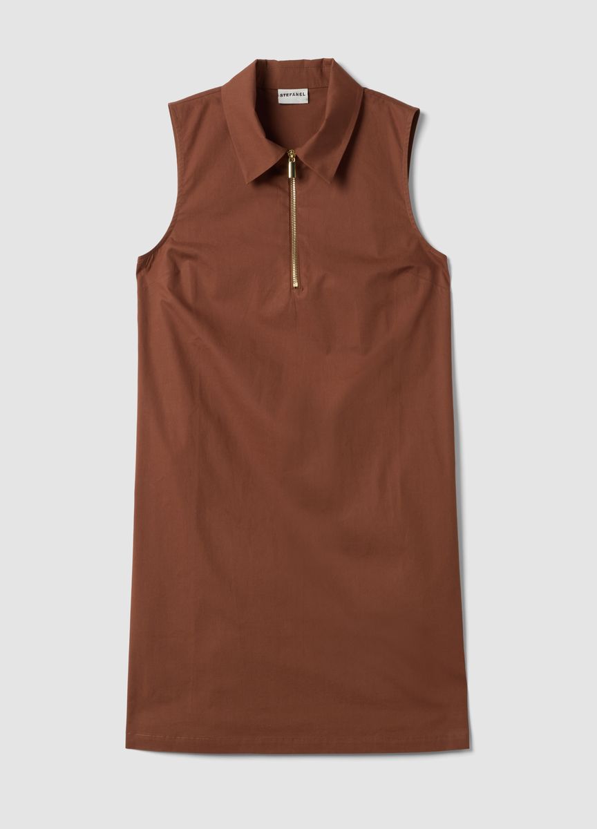 Ärmelloses Hemdblusenkleid mit Reißverschluss