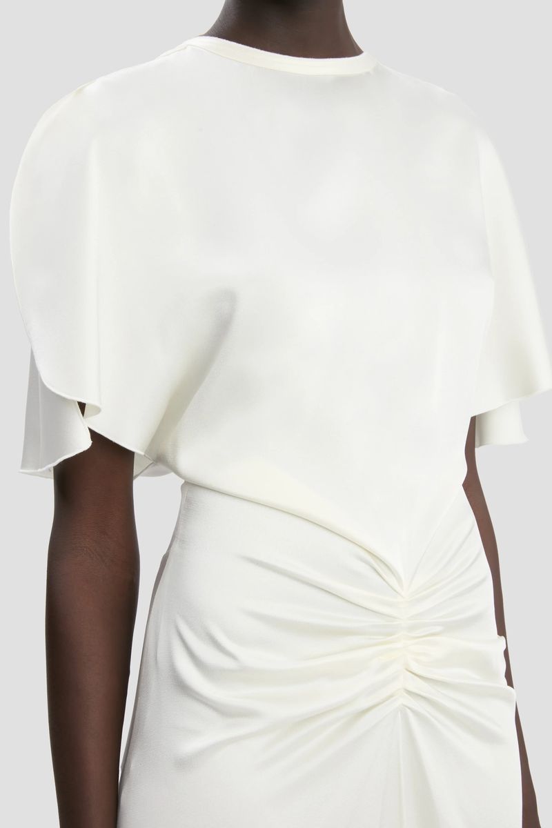 Elegantes Satin-Maxikleid mit Raffung